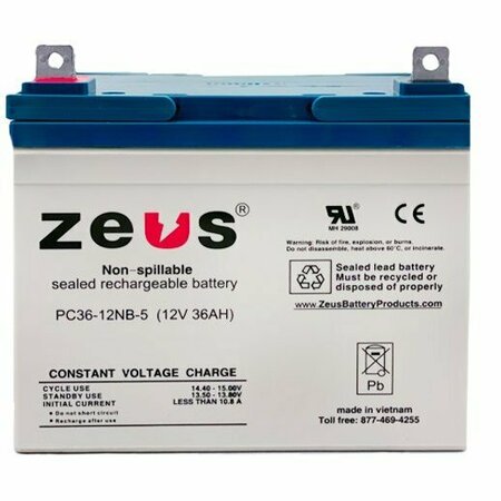 ZEUS BATTERY PRODUCTS 36Ah 12V Nb Sealed Lead Acid Battery PC36-12NB